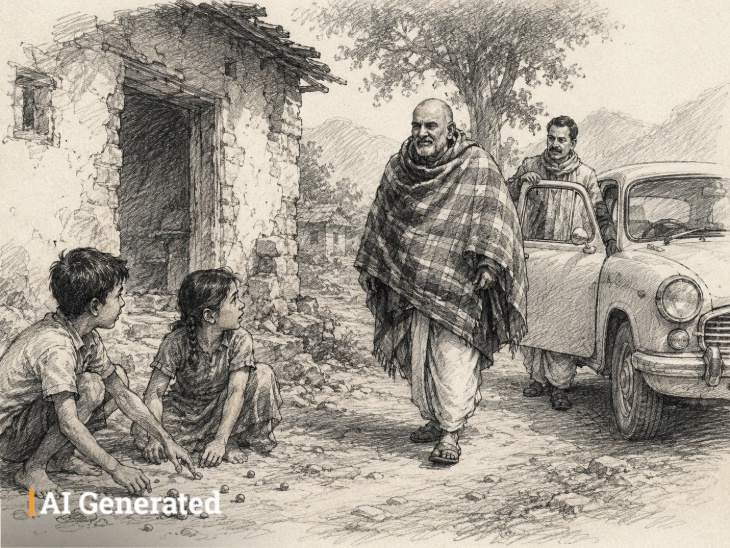 कैंची धाम की स्थापना से जुड़ा वह ऐतिहासिक क्षण, जब कंबल ओढ़े नीब करौली बाबा पहली बार कैंची पहुंचे।