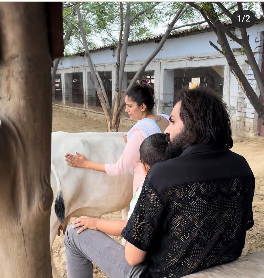 On July 16, 2023, he shared two pictures with his son and Sapna Chaudhary doing cow service. There are 375 posts on Veer Sahu's Instagram account.