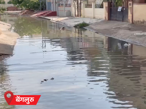 कर्नाटकातील बेंगळुरूमध्ये पावसानंतर रस्त्यांवर पाणी साचले.