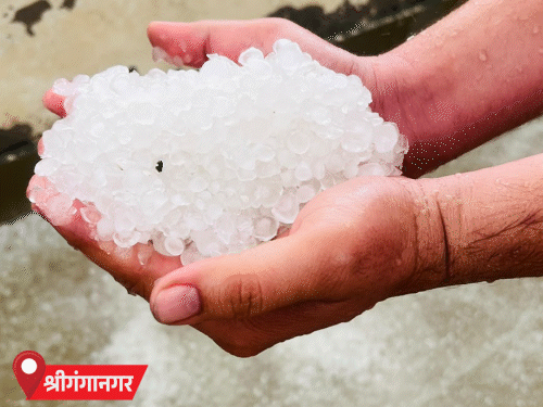 राजस्थान के श्रीगंगानगर में आंधी के साथ बारिश हुई। कई क्षेत्रों में ओले भी गिरे।