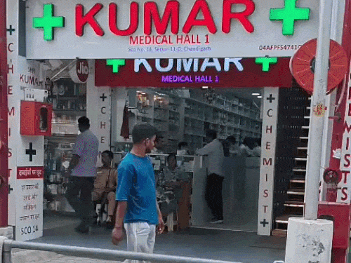 Shri Kumar Medical Hall opened on Monday after the firing incident.
