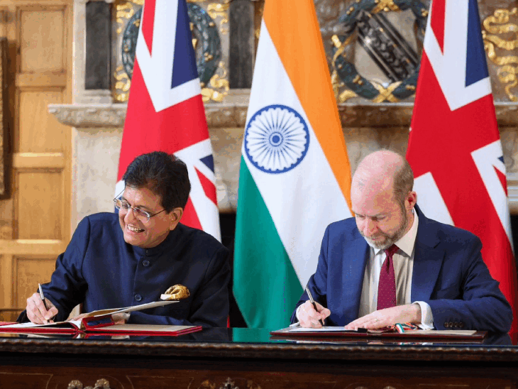 फ्री ट्रेड एग्रीमेंट के बाद भारत के 99% सामानों को UK में जीरो टैरिफ पर निर्यात किया जाएगा। वहीं यूके के 99% सामान 3% एवरेज टैरिफ पर आयात होंगे। - Dainik Bhaskar