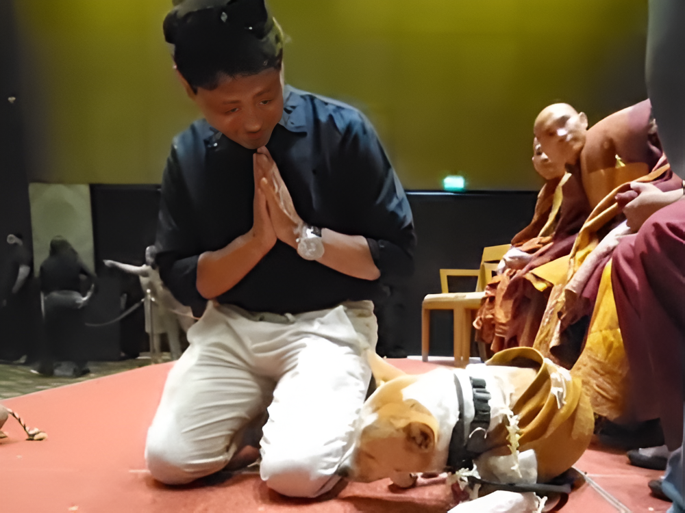 गुरूग्राम में शांति यात्रा लेकर पहुंचे आवारा कुत्ते अलोका को सलाम करता एक पशु प्रेमी