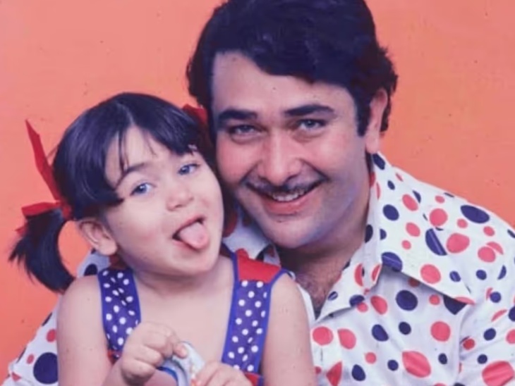 Karisma Kapoor with father Randhir Kapoor.