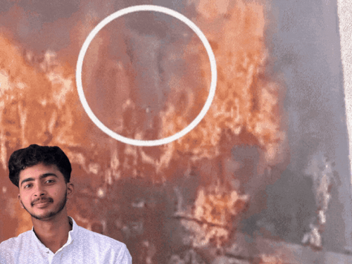 लखनऊ अग्निकांड में खरखौदा के 23 वर्षीय भविष्य शर्मा की मौत हो गई है। इनसेट में भविष्य का फाइल फोटो। - Dainik Bhaskar