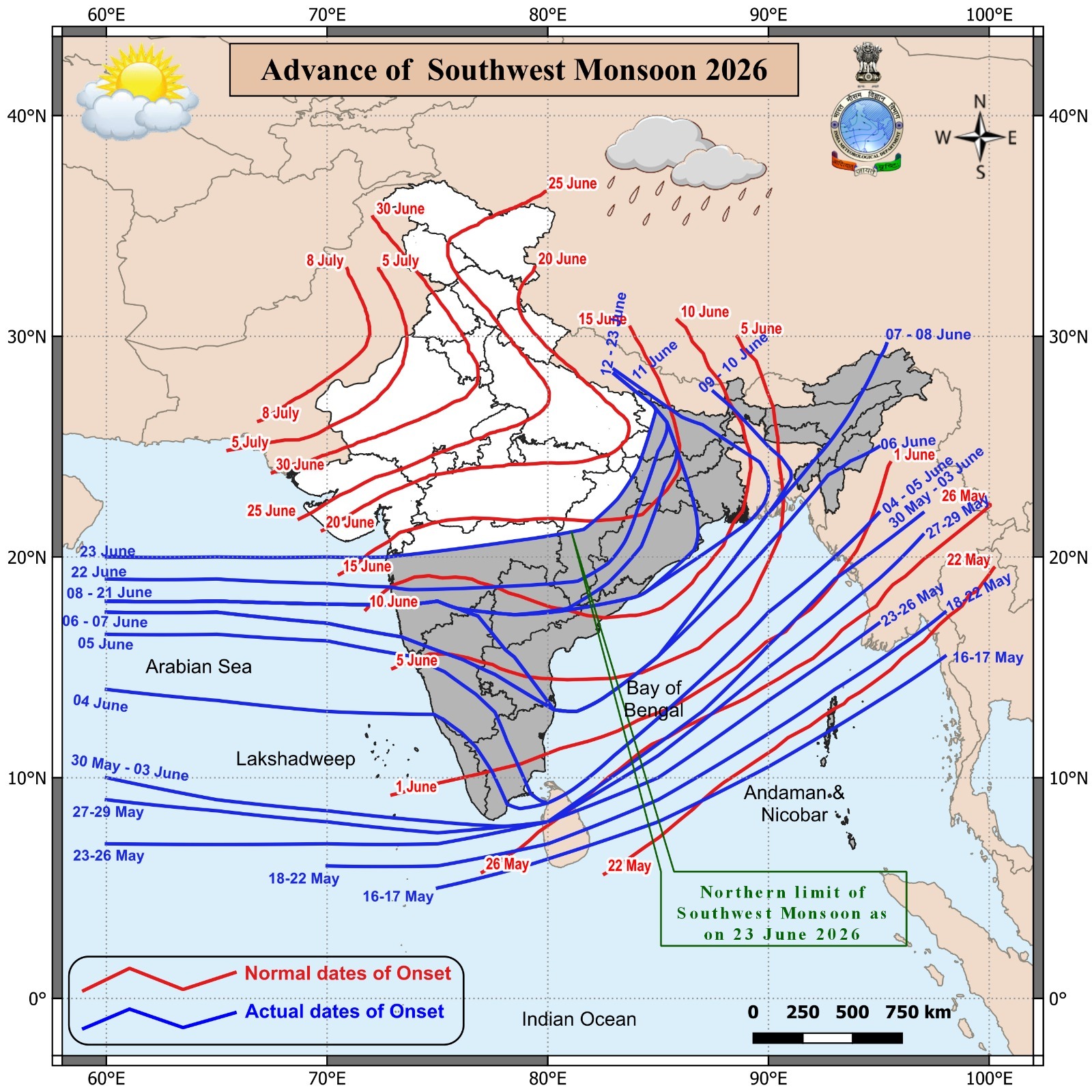 मंगलवार तक मानसून की यही तस्वीर थी। यह मध्य प्रदेश के करीब पहुंच गया है.