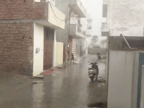 रोहतक में दोपहर बाद मौसम बदला और बारिश हुई।