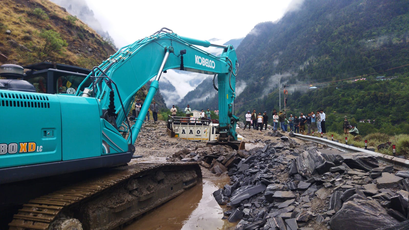 PWD machinery engaged in the restoration of Choling Nala.