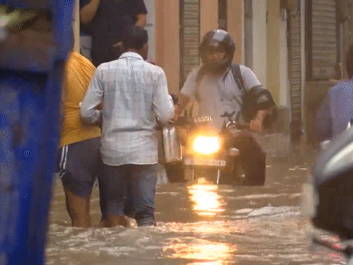 हरियाणा के गुरुग्राम में भारी बारिश से सड़कें डूब गई हैं। ट्रैफिक थम गया है।