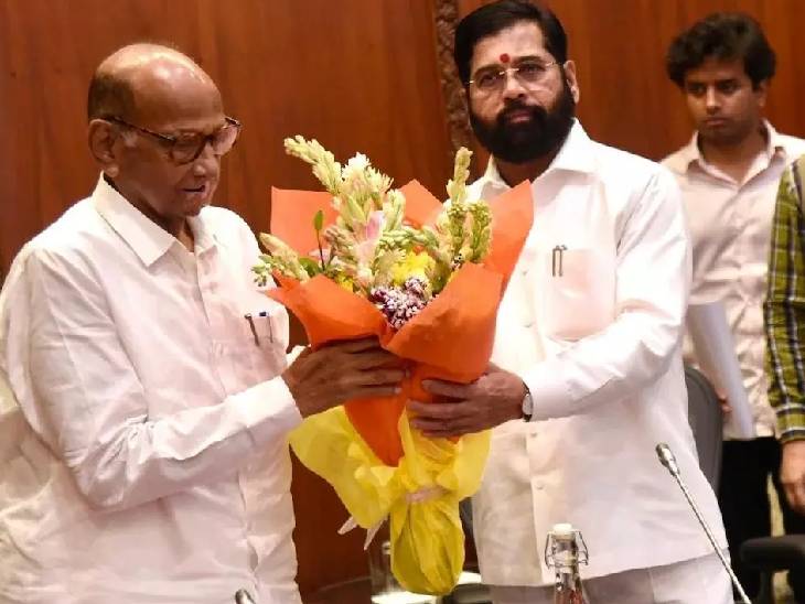 मुंबई में 8 जुलाई को शरद पवार और डिप्टी सीएम एकनाथ शिंदे की मुलाकात हुई थी। - Dainik Bhaskar