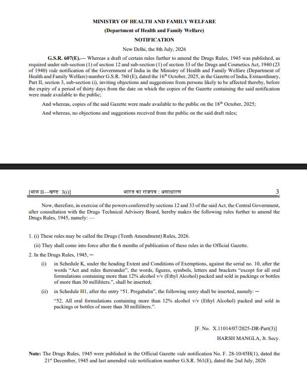 12% से ज्यादा अल्कोहल वाली दवा बिना प्रिस्क्रिप्शन नहीं मिलेगी: कफ सिरप और टॉनिक पर असर, मेडिकल स्टोर्स को 3 साल का रिकॉर्ड रखना होगा hm1cyzaoaah9sv 1783682984
