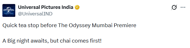 यूनिवर्सल पिक्चर्स इंडिया की पोस्ट.