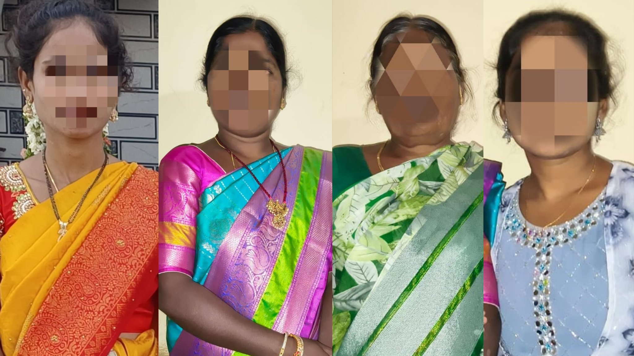 आरोपी की पत्नी (बाएं) और पीड़िता अपनी दादी के साथ।
