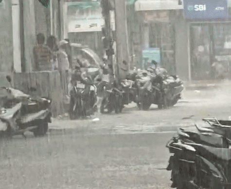रेवाड़ी में शाम को साढ़े 4 बजे मौसम बदला और बारिश आने लगी।