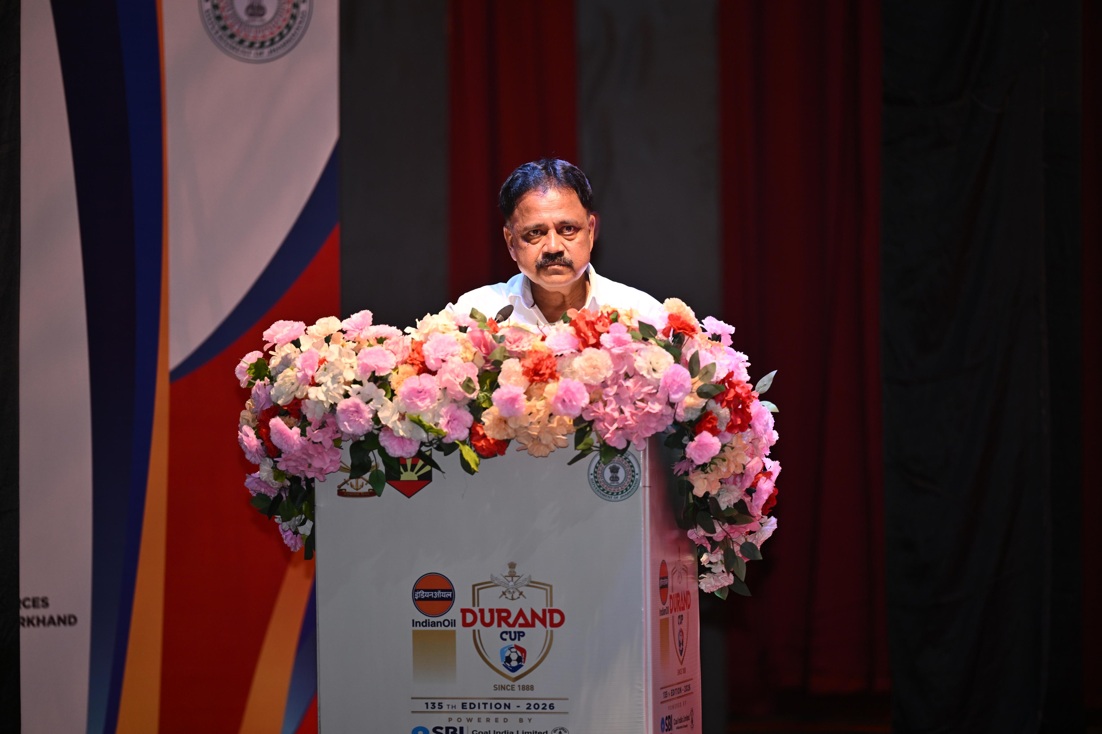 मंत्री सुदिव्य कुमार ने कहा कि डूरंड कप जैसे ऐतिहासिक टूर्नामेंट का रांची में आयोजन राज्य के लिए गर्व की बात है।