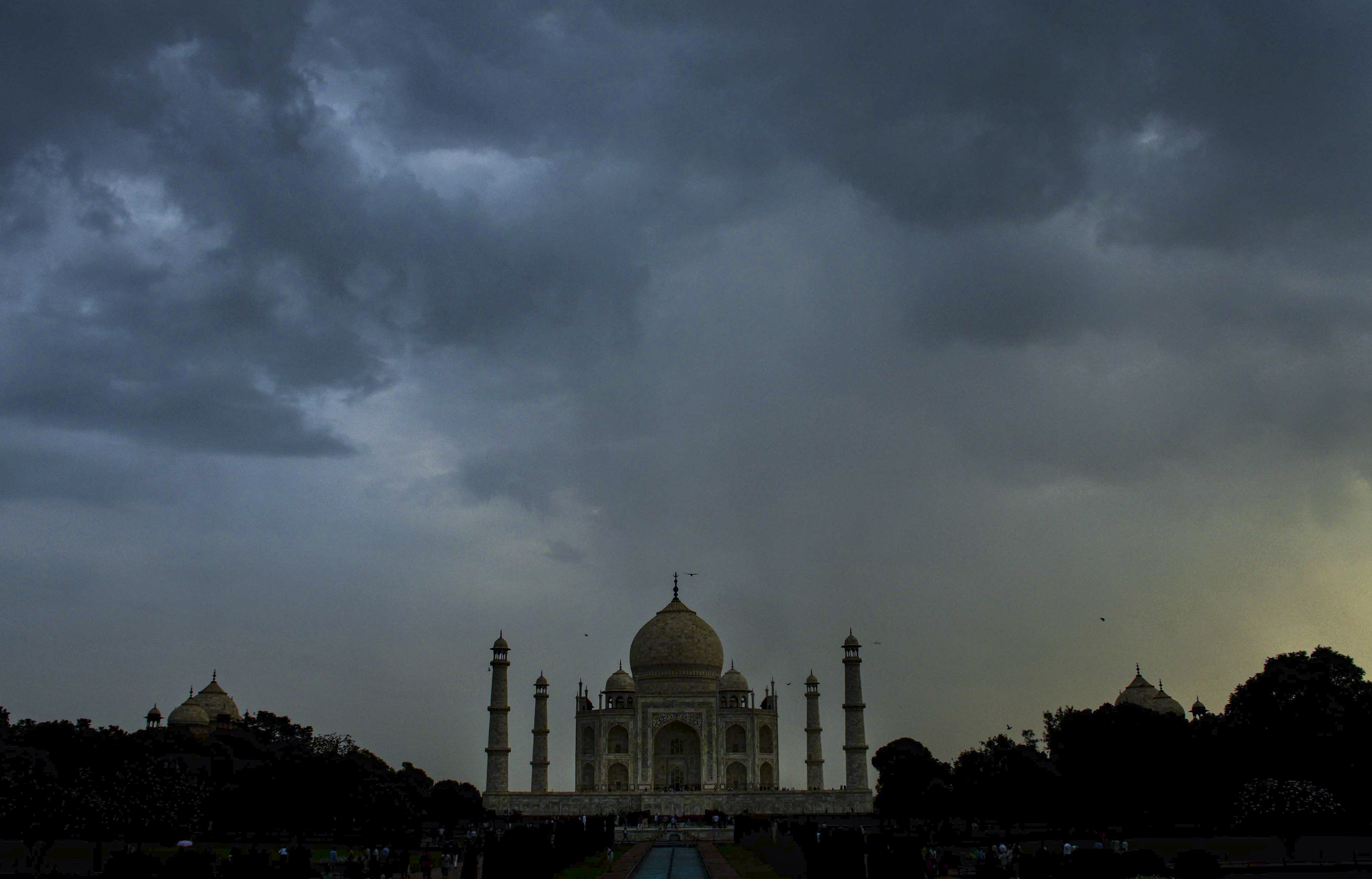 Monsoon clouds were once again seen hovering over the Taj Mahal in Agra, Uttar Pradesh. There is an orange alert for rain in UP today.
