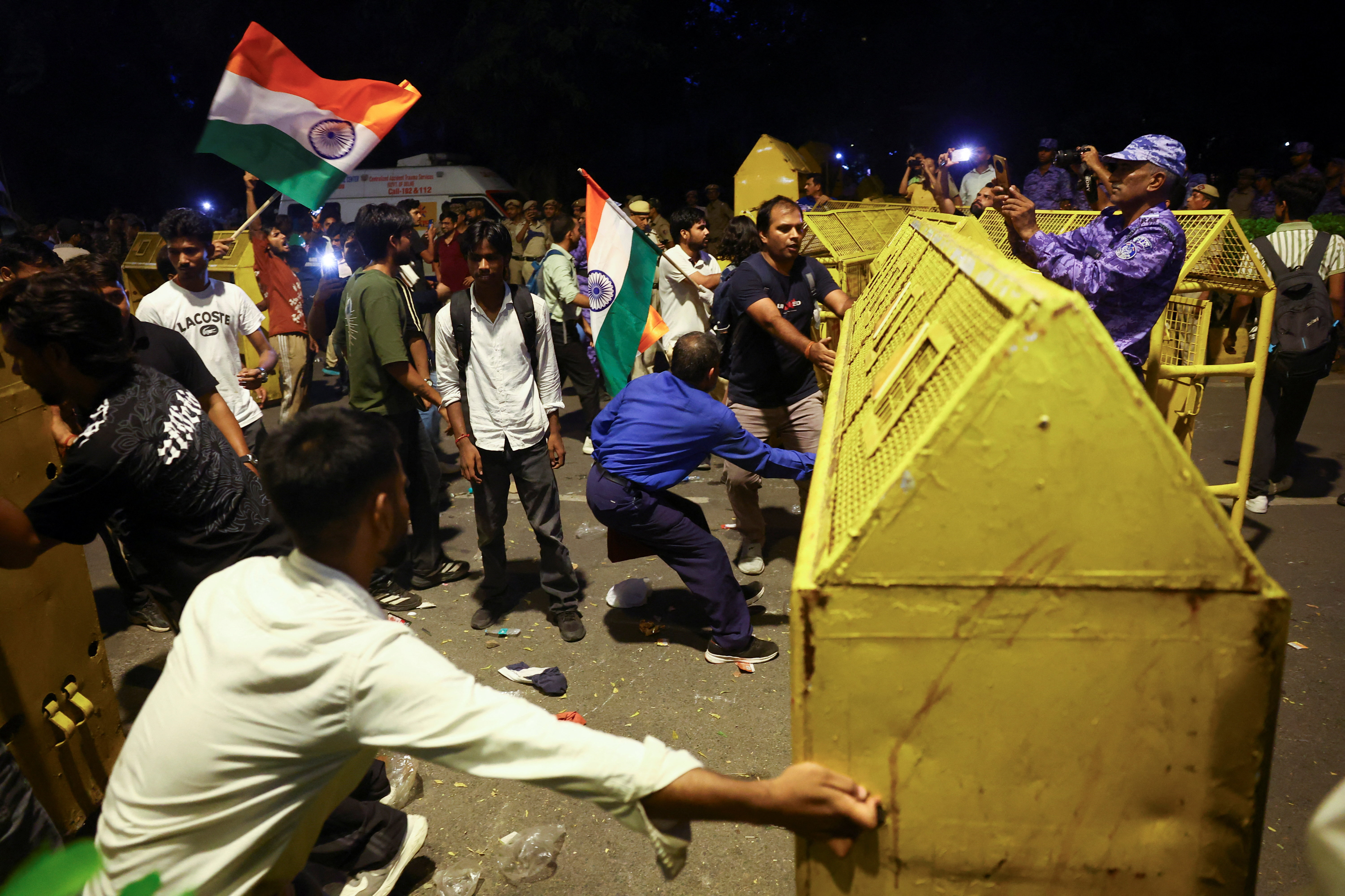 Protesters removed the barricades at Jantar Mantar on Monday morning.