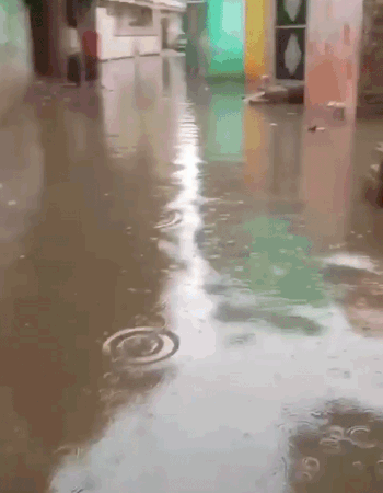 सोमवार को दिन भर तेज बारिश से लोगों के घरों में घुसा बारिश का पानी।