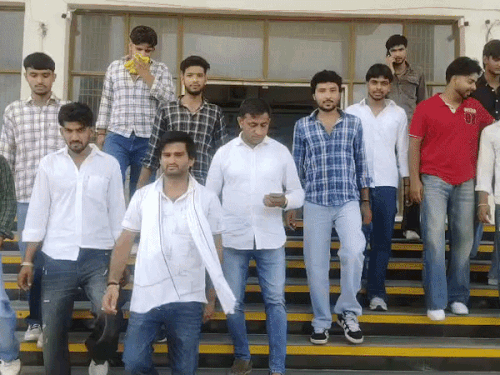 डीसी को ज्ञापन सौंप कर आते हुए इनसो कार्यकर्ता। - Dainik Bhaskar