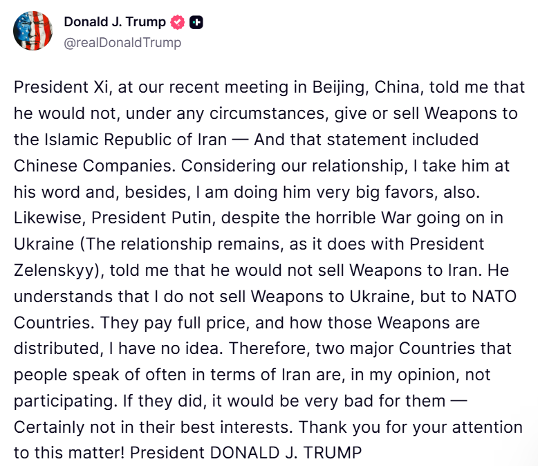 US Warning to China and Russia