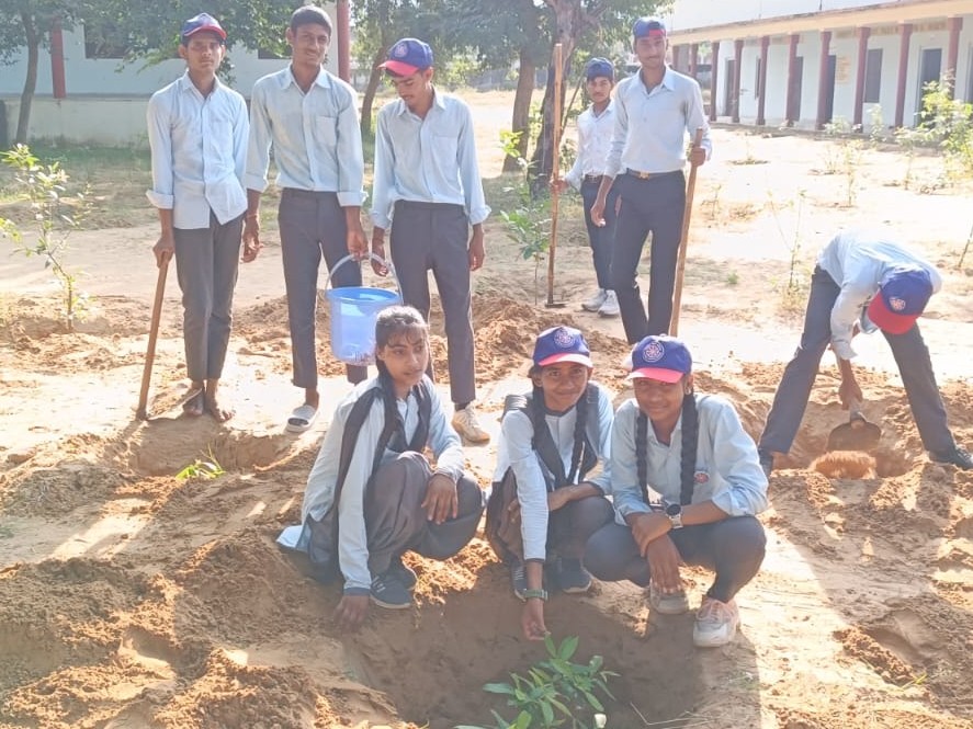 स्कूल परिसर में जामुन, नीम, अमरूद के पौधे लगाए।