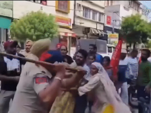 In Barnala, police had lathicharged women as well.