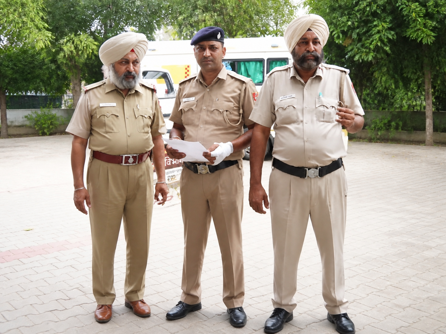 प्रदर्शन के दौरान घायल हुए चंडीगढ़ पुलिस के कर्मचारी।
