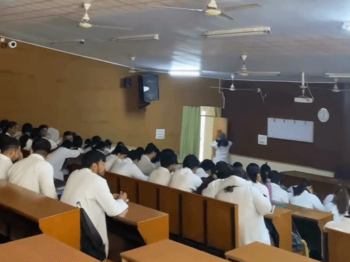 Children studying at Haldwani Medical College.