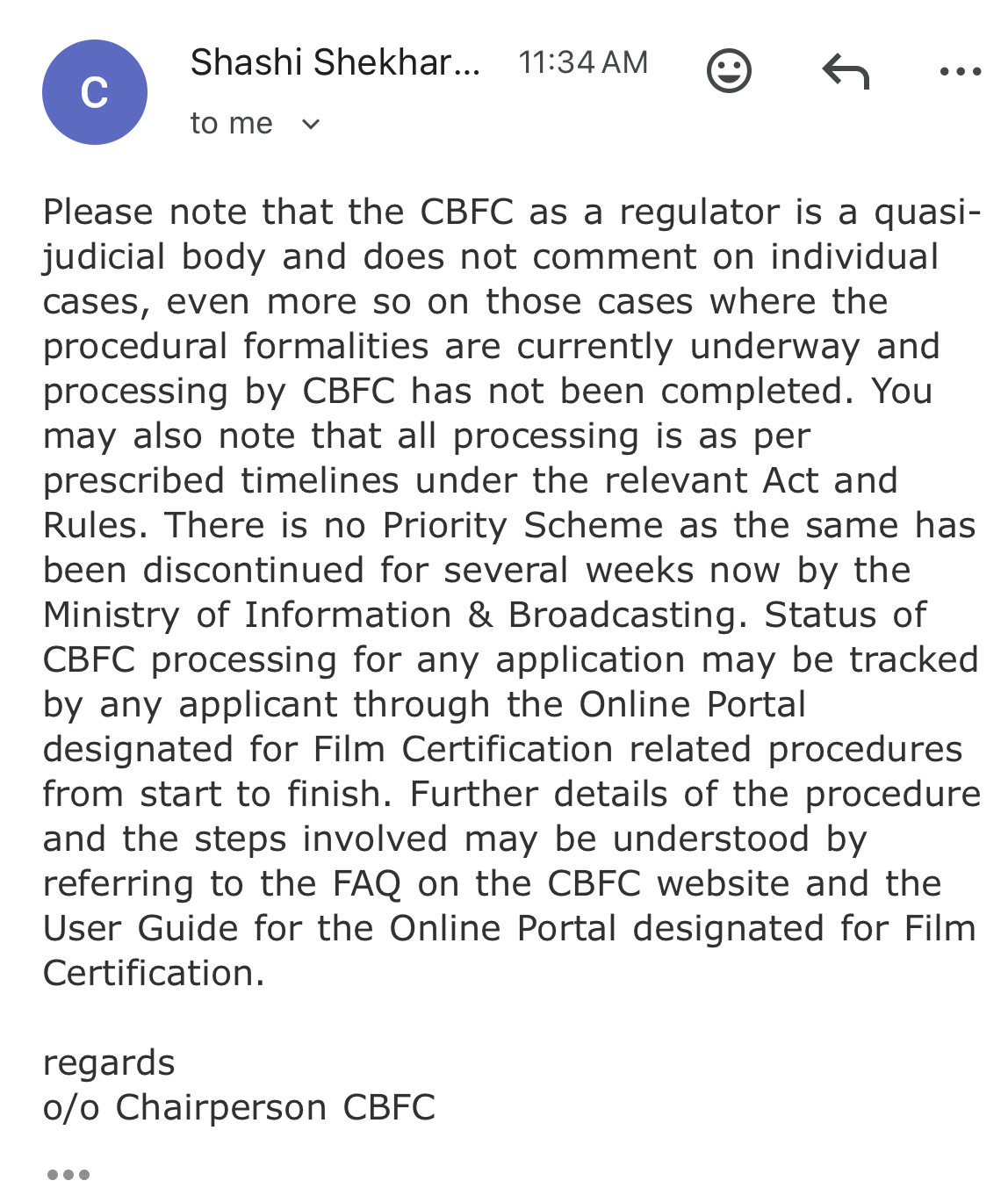 CBFC का जवाब।