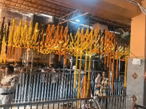 Omkareshwar temple was decorated the night before.