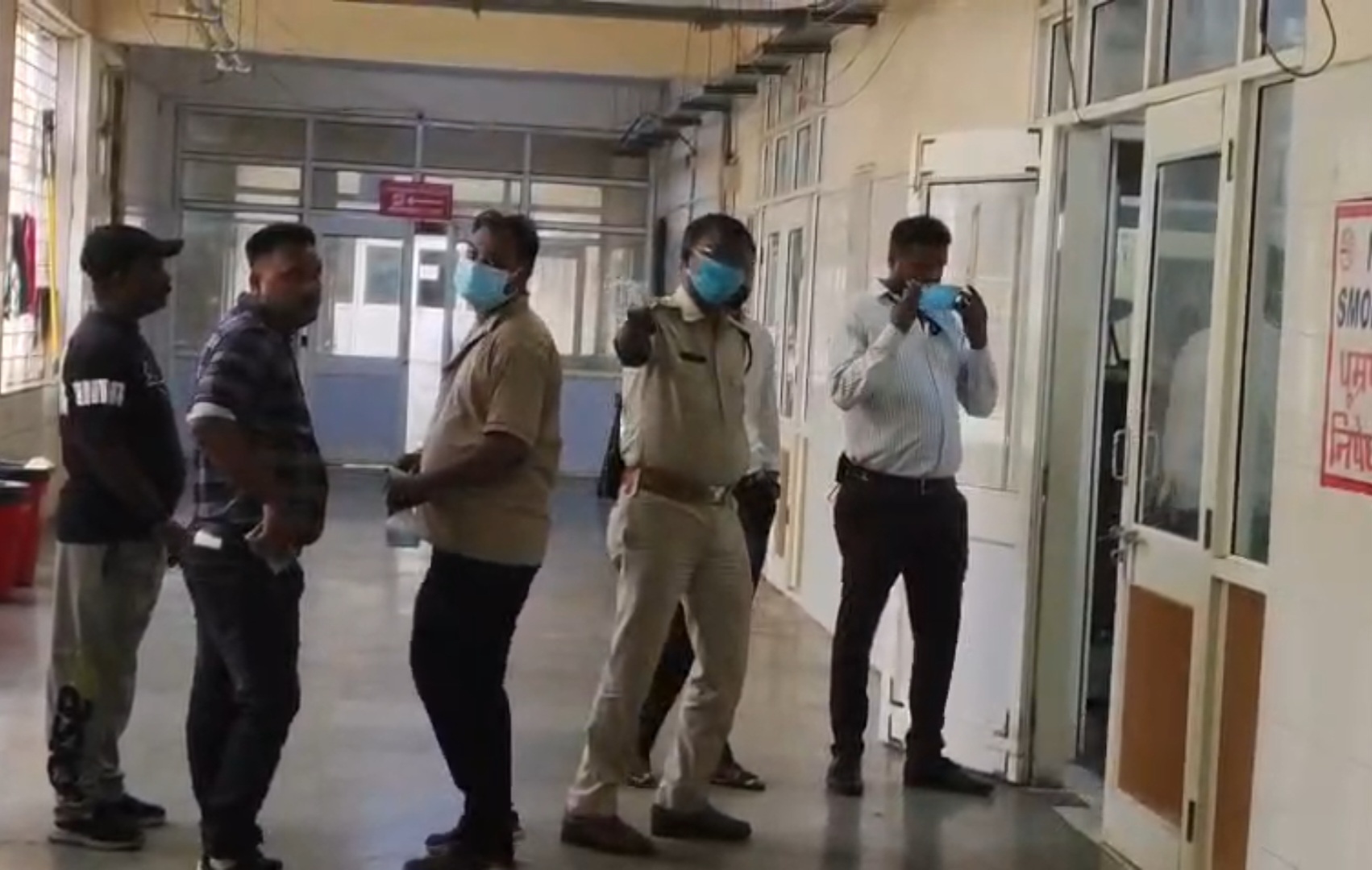 Police personnel present in the ward after the incident came to light.