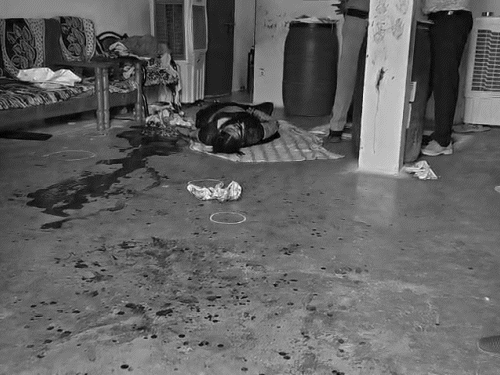 The body was lying covered in blood in the house.