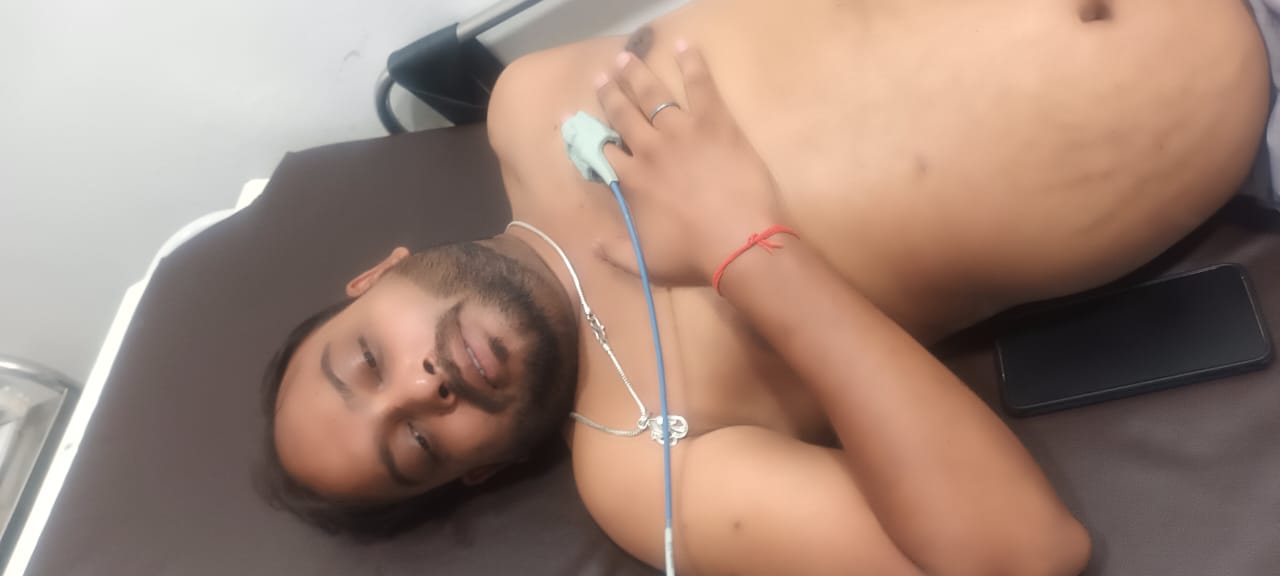 Govind undergoing treatment at Jindal Hospital.