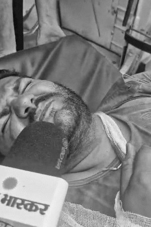 Umar Ahmed, injured in the accident, was sitting in the back seat of the car. He said that the car went out of control due to a brick.