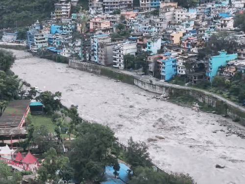 The Kali River is flowing above the danger mark in Dharchula, Pithoragarh, Uttarakhand.