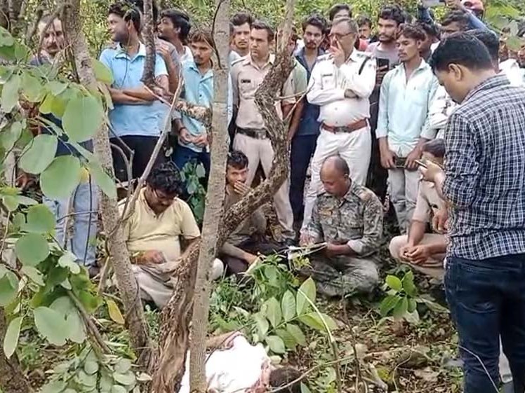 पंचनामा तैयार करते वनकर्मी।