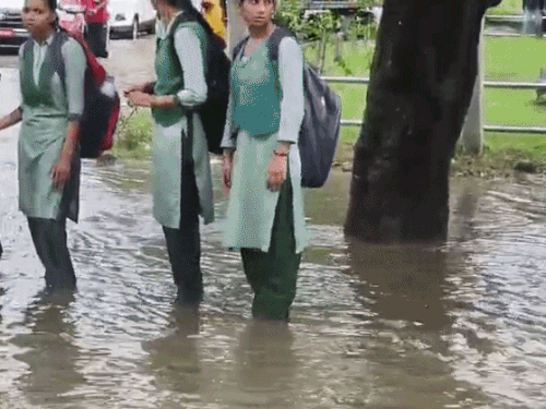 हरियाणा के करनाल में शुक्रवार दोपहर को जोरदार बारिश होने से कई इलाकों की सड़कें डूब गईं। कई लोगों की गाड़ियां भी खराब हो गईं।