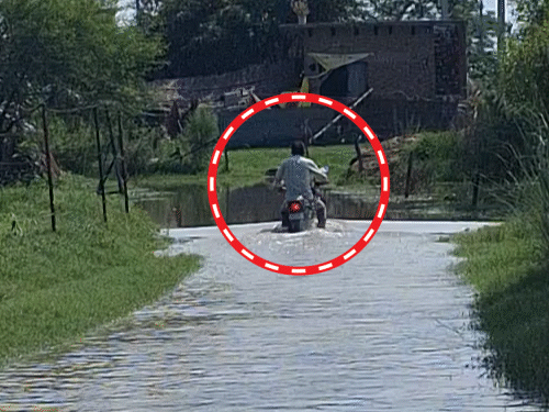 सड़कें डूब चुकी हैं। यहां 2 से 3 फीट तक पानी भरा हुआ है।