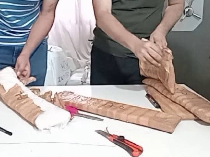 6.325 किलो ड्रग्स को टेप से लपेटकर ट्रॉली बैग में छिपाई थी।