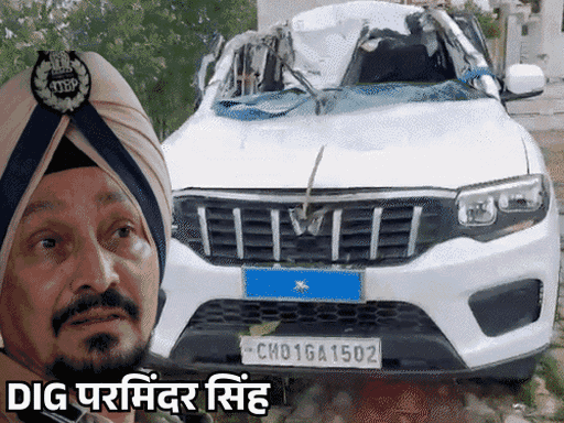 हादसे के बाद DIG की स्कॉर्पियो कार बुरी तरह क्षतिग्रस्त हो गई। स्विफ्ट कार के परखच्चे उड़ गए। - Dainik Bhaskar