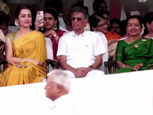Trisha with Vijay's family.