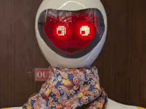 Dark red lights have also been installed on the robot's eyes.