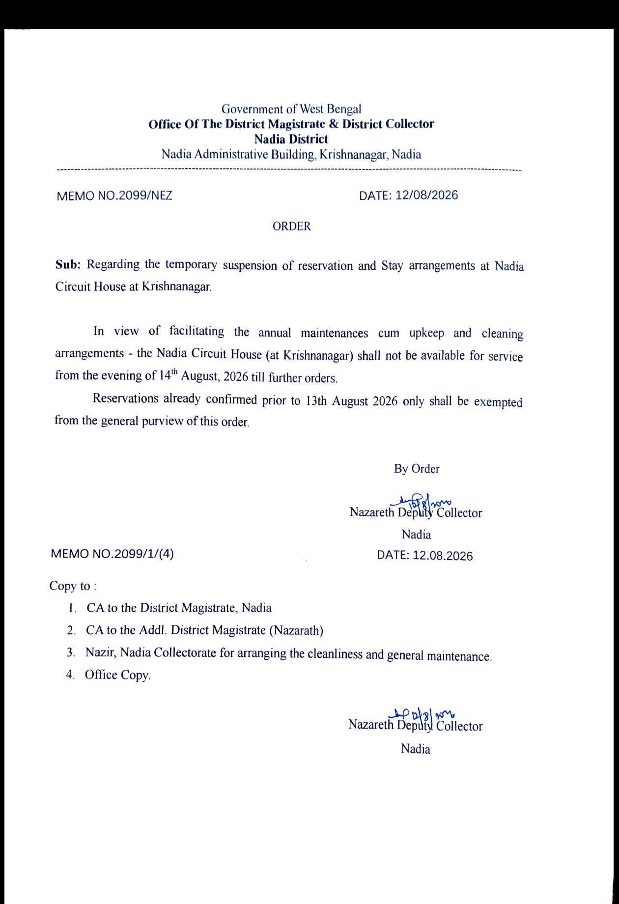 मोइत्रा ने नदिया के नाजरेथ डिप्टी कलेक्टर की ओर से भेजा गया नोटिस भी पोस्ट किया।