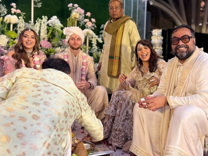 Anurag Kashyap's daughter got married to her boyfriend Shane Gregoire on December 11, 2024, where he was seen with his ex-wife Aarti.
