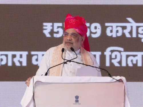 While addressing a public meeting in Nimbahera, Shah targeted Congress leaders including Sonia Gandhi.