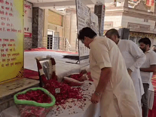 कांग्रेस जिलाअध्यक्ष कमल दिवान पुष्प अर्पित करते हुए