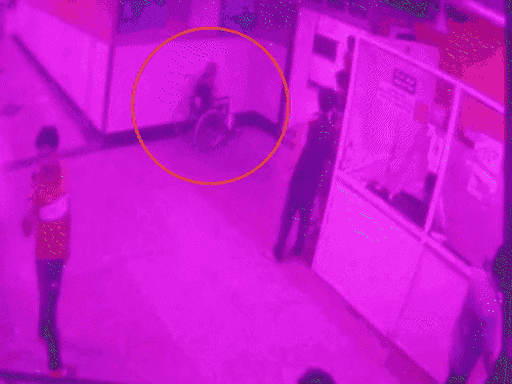 The victim who came for treatment at Panipat Civil Hospital (on wheelchair), the accused security guard closing the gate.