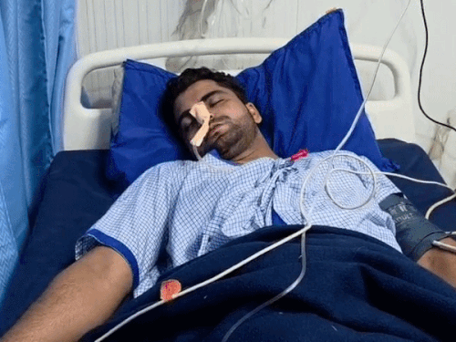 The young man is undergoing treatment at a private hospital in Palwal
