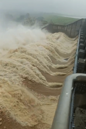 In Sonbhadra district of UP, the water level of Kanhar Dam reached 263.1 meters on Wednesday. Due to this, 14 gates of the dam were opened