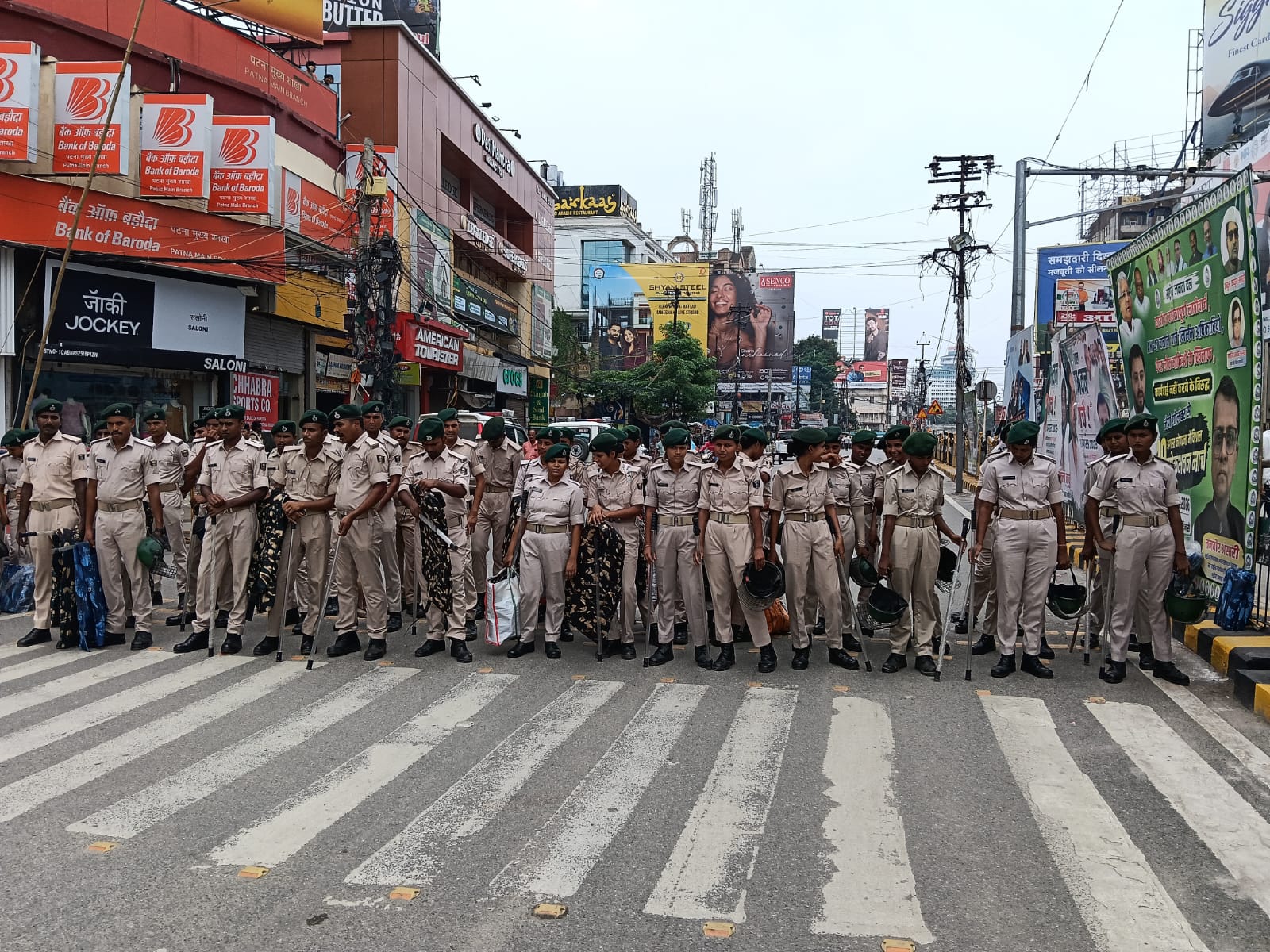 More than 100 soldiers have been deployed at Dak Bungalow Chowk in Patna.